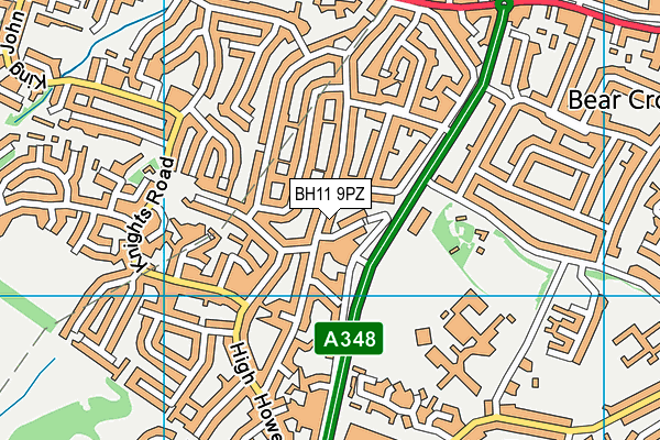 BH11 9PZ map - OS VectorMap District (Ordnance Survey) BH11 9PZ map - OS VectorMap District (Ordnance Survey)