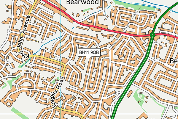 BH11 9QB map - OS VectorMap District (Ordnance Survey) BH11 9QB map - OS VectorMap District (Ordnance Survey)
