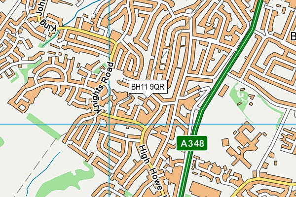BH11 9QR map - OS VectorMap District (Ordnance Survey) BH11 9QR map - OS VectorMap District (Ordnance Survey)