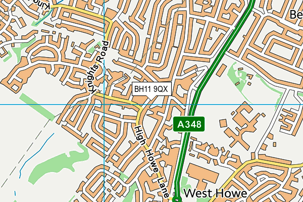 BH11 9QX map - OS VectorMap District (Ordnance Survey)