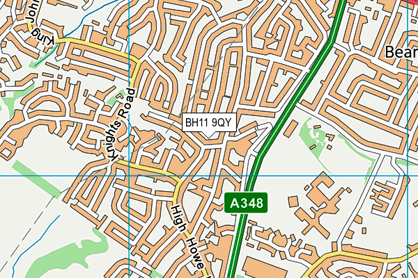 BH11 9QY map - OS VectorMap District (Ordnance Survey) BH11 9QY map - OS VectorMap District (Ordnance Survey)