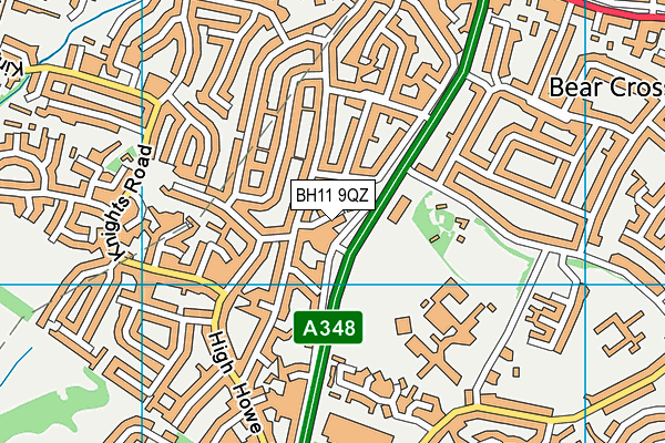 BH11 9QZ map - OS VectorMap District (Ordnance Survey)