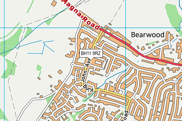 BH11 9RZ map - OS VectorMap District (Ordnance Survey) BH11 9RZ map - OS VectorMap District (Ordnance Survey)