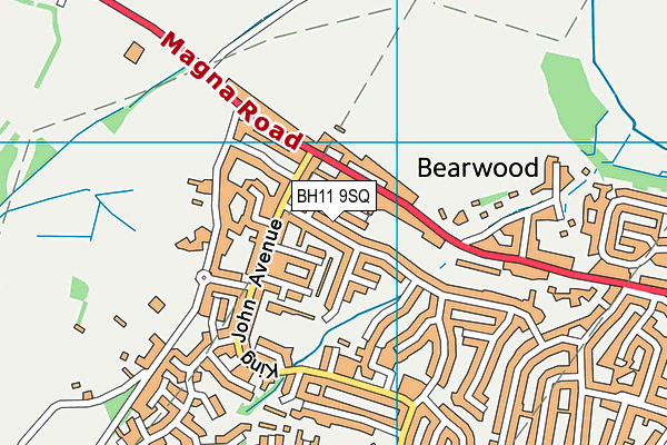 BH11 9SQ map - OS VectorMap District (Ordnance Survey)
