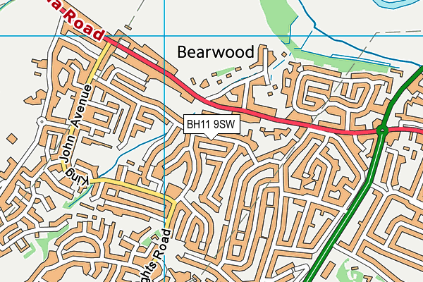 BH11 9SW map - OS VectorMap District (Ordnance Survey) BH11 9SW map - OS VectorMap District (Ordnance Survey)