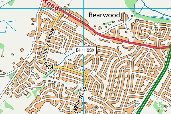BH11 9SX map - OS VectorMap District (Ordnance Survey)