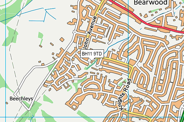 BH11 9TD map - OS VectorMap District (Ordnance Survey) BH11 9TD map - OS VectorMap District (Ordnance Survey)