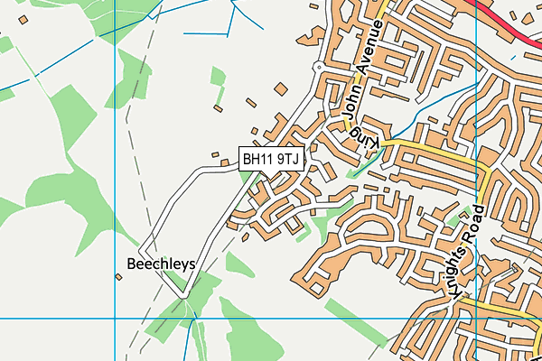 BH11 9TJ map - OS VectorMap District (Ordnance Survey) BH11 9TJ map - OS VectorMap District (Ordnance Survey)