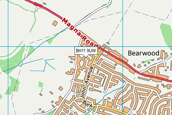 BH11 9UW map - OS VectorMap District (Ordnance Survey) BH11 9UW map - OS VectorMap District (Ordnance Survey)