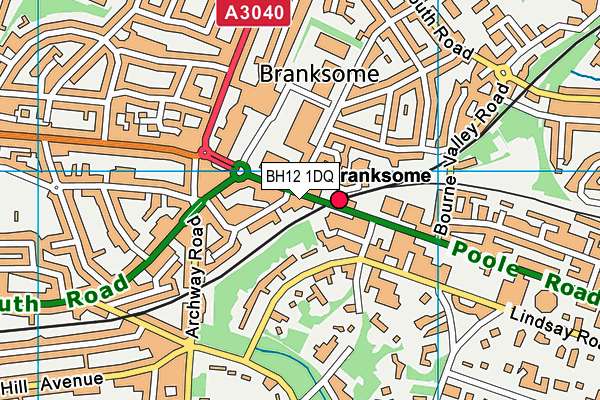BH12 1DQ map - OS VectorMap District (Ordnance Survey)