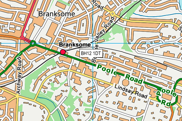 BH12 1DT map - OS VectorMap District (Ordnance Survey) BH12 1DT map - OS VectorMap District (Ordnance Survey)