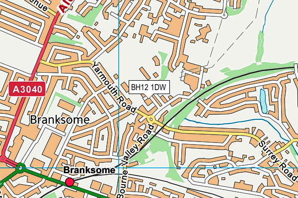 BH12 1DW map - OS VectorMap District (Ordnance Survey) BH12 1DW map - OS VectorMap District (Ordnance Survey)
