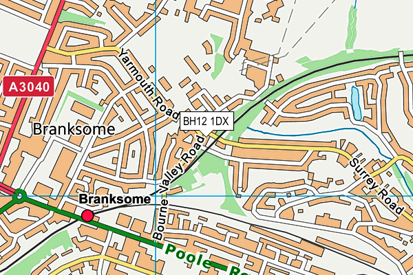 BH12 1DX map - OS VectorMap District (Ordnance Survey) BH12 1DX map - OS VectorMap District (Ordnance Survey)