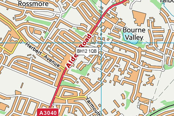 BH12 1QB map - OS VectorMap District (Ordnance Survey) BH12 1QB map - OS VectorMap District (Ordnance Survey)