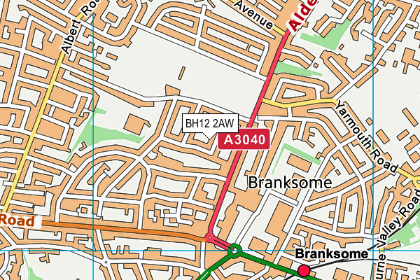 BH12 2AW map - OS VectorMap District (Ordnance Survey) BH12 2AW map - OS VectorMap District (Ordnance Survey)