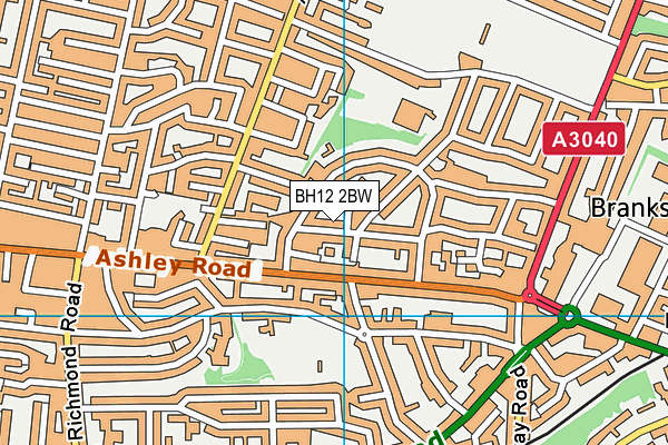 BH12 2BW map - OS VectorMap District (Ordnance Survey) BH12 2BW map - OS VectorMap District (Ordnance Survey)