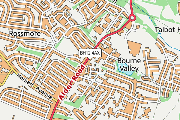 BH12 4AX map - OS VectorMap District (Ordnance Survey)