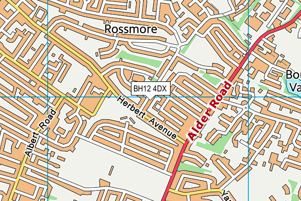BH12 4DX map - OS VectorMap District (Ordnance Survey) BH12 4DX map - OS VectorMap District (Ordnance Survey)