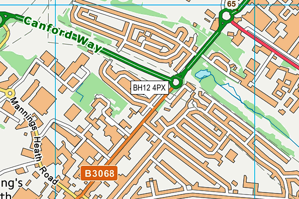 BH12 4PX map - OS VectorMap District (Ordnance Survey) BH12 4PX map - OS VectorMap District (Ordnance Survey)