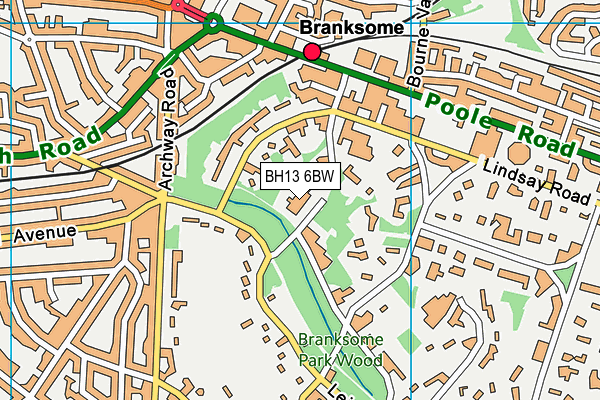 BH13 6BW map - OS VectorMap District (Ordnance Survey)