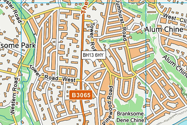 BH13 6HY map - OS VectorMap District (Ordnance Survey)