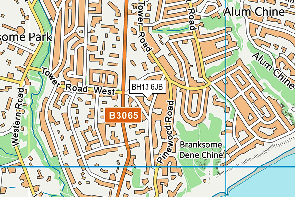 BH13 6JB map - OS VectorMap District (Ordnance Survey) BH13 6JB map - OS VectorMap District (Ordnance Survey)