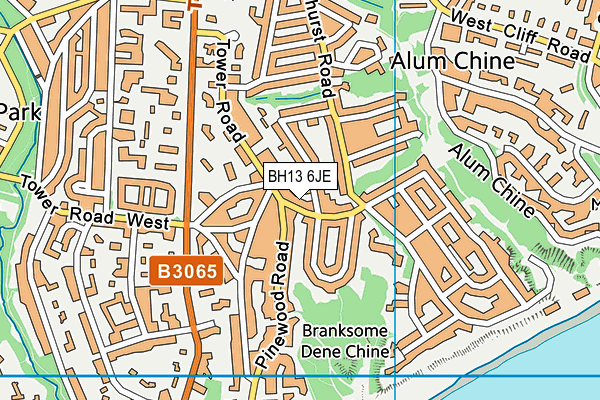 BH13 6JE map - OS VectorMap District (Ordnance Survey)