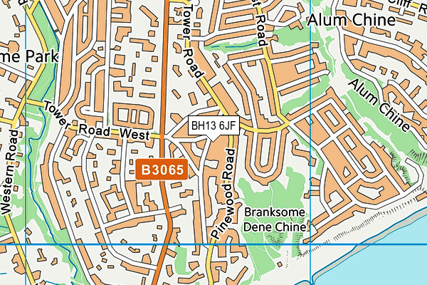 BH13 6JF map - OS VectorMap District (Ordnance Survey)