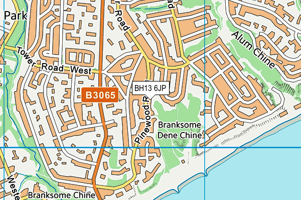 BH13 6JP map - OS VectorMap District (Ordnance Survey) BH13 6JP map - OS VectorMap District (Ordnance Survey)