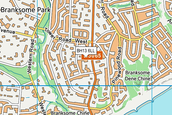 BH13 6LL map - OS VectorMap District (Ordnance Survey) BH13 6LL map - OS VectorMap District (Ordnance Survey)