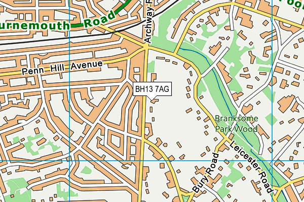 BH13 7AG map - OS VectorMap District (Ordnance Survey) BH13 7AG map - OS VectorMap District (Ordnance Survey)
