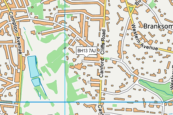 BH13 7AJ map - OS VectorMap District (Ordnance Survey) BH13 7AJ map - OS VectorMap District (Ordnance Survey)