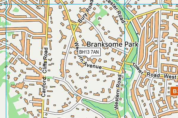 BH13 7AN map - OS VectorMap District (Ordnance Survey) BH13 7AN map - OS VectorMap District (Ordnance Survey)
