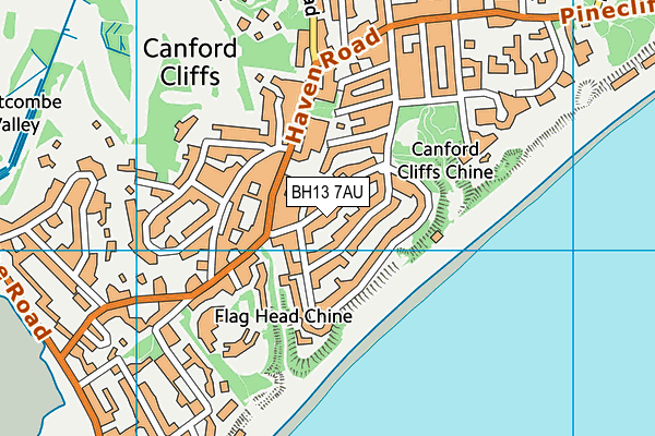 BH13 7AU map - OS VectorMap District (Ordnance Survey)
