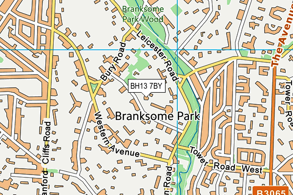 BH13 7BY map - OS VectorMap District (Ordnance Survey) BH13 7BY map - OS VectorMap District (Ordnance Survey)