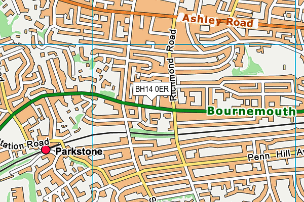 BH14 0ER map - OS VectorMap District (Ordnance Survey)