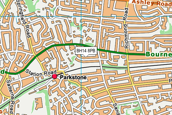 BH14 8PB map - OS VectorMap District (Ordnance Survey) BH14 8PB map - OS VectorMap District (Ordnance Survey)