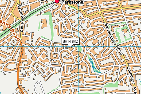 BH14 8RZ map - OS VectorMap District (Ordnance Survey) BH14 8RZ map - OS VectorMap District (Ordnance Survey)