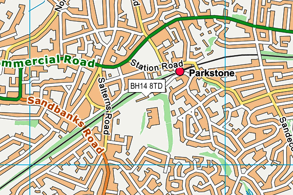 BH14 8TD map - OS VectorMap District (Ordnance Survey) BH14 8TD map - OS VectorMap District (Ordnance Survey)