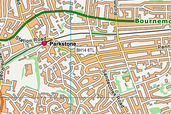 BH14 8TL map - OS VectorMap District (Ordnance Survey) BH14 8TL map - OS VectorMap District (Ordnance Survey)