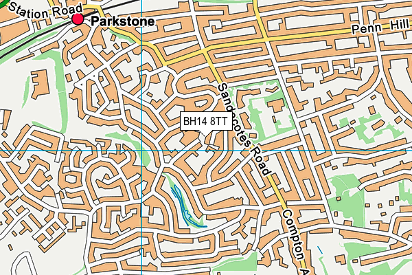 BH14 8TT map - OS VectorMap District (Ordnance Survey) BH14 8TT map - OS VectorMap District (Ordnance Survey)