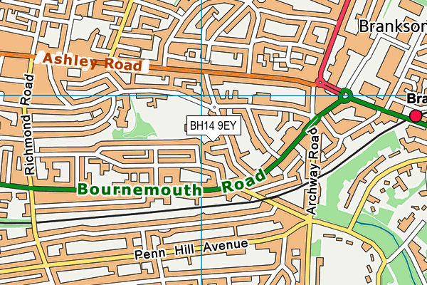 BH14 9EY map - OS VectorMap District (Ordnance Survey) BH14 9EY map - OS VectorMap District (Ordnance Survey)