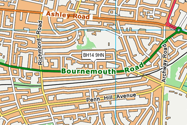 BH14 9HN map - OS VectorMap District (Ordnance Survey)