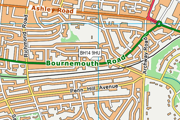 BH14 9HU map - OS VectorMap District (Ordnance Survey) BH14 9HU map - OS VectorMap District (Ordnance Survey)
