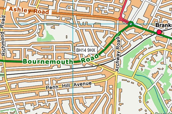 BH14 9HX map - OS VectorMap District (Ordnance Survey)