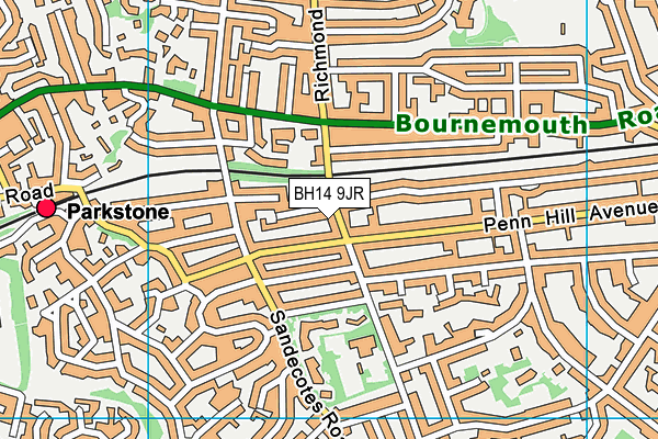 BH14 9JR map - OS VectorMap District (Ordnance Survey) BH14 9JR map - OS VectorMap District (Ordnance Survey)