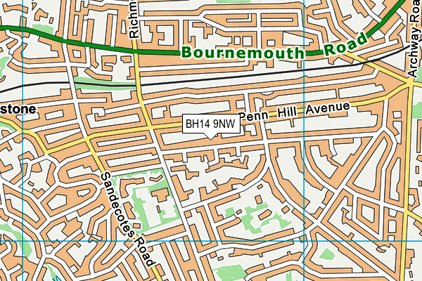 BH14 9NW map - OS VectorMap District (Ordnance Survey)