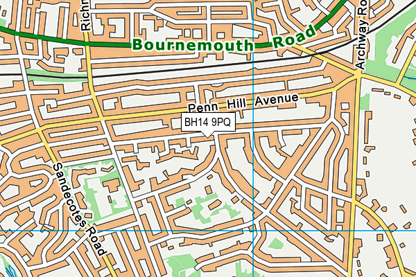 BH14 9PQ map - OS VectorMap District (Ordnance Survey) BH14 9PQ map - OS VectorMap District (Ordnance Survey)
