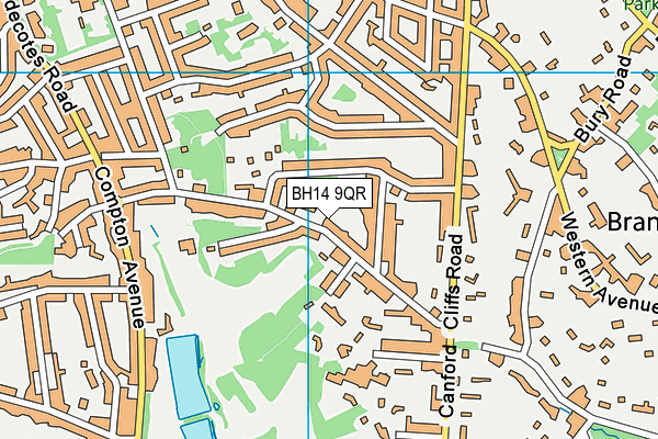 BH14 9QR map - OS VectorMap District (Ordnance Survey) BH14 9QR map - OS VectorMap District (Ordnance Survey)