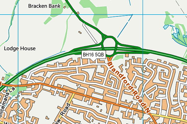 BH16 5QB map - OS VectorMap District (Ordnance Survey) BH16 5QB map - OS VectorMap District (Ordnance Survey)